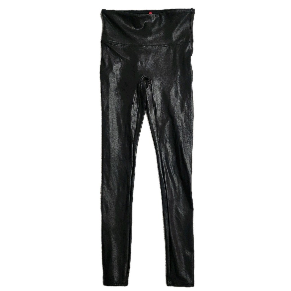 Spanx Leggings Faux Leather Womens XS Black Skinny Stretch Pull On Slimming